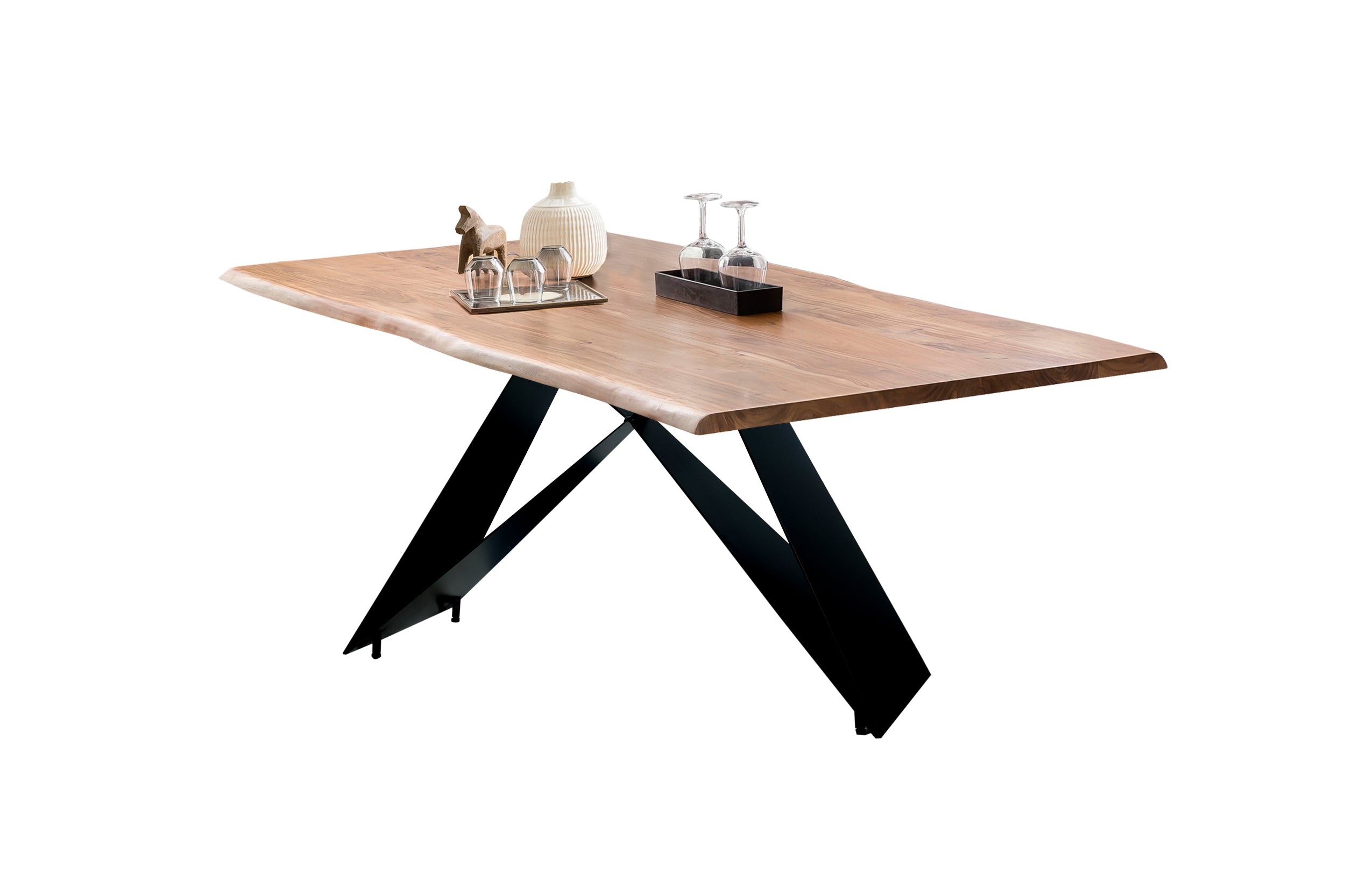 TABLES & CO Tisch 160x85 cm – Natur, Schwarz