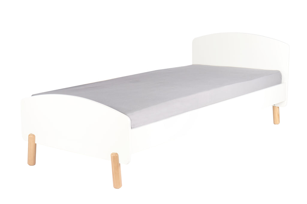 Möbilia - Bett 210x95x76 cm weiß, natur