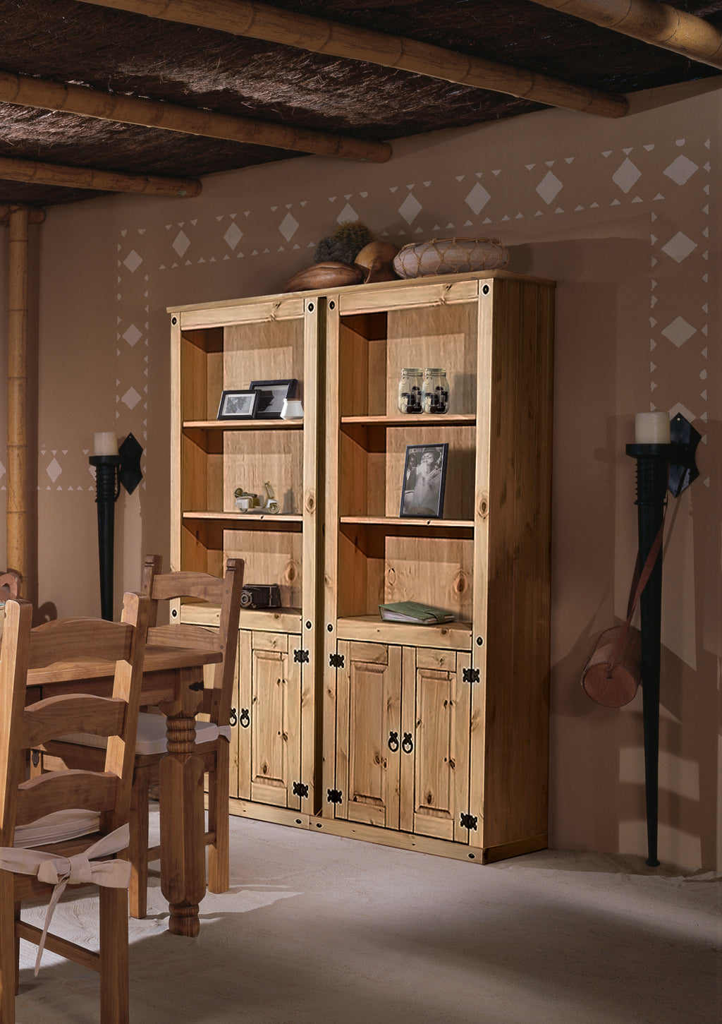 Möbilia - Schrank 81x38x177 cm honig