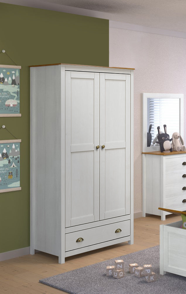Möbilia - Kleiderschrank 91x54x185 cm weiß, braun