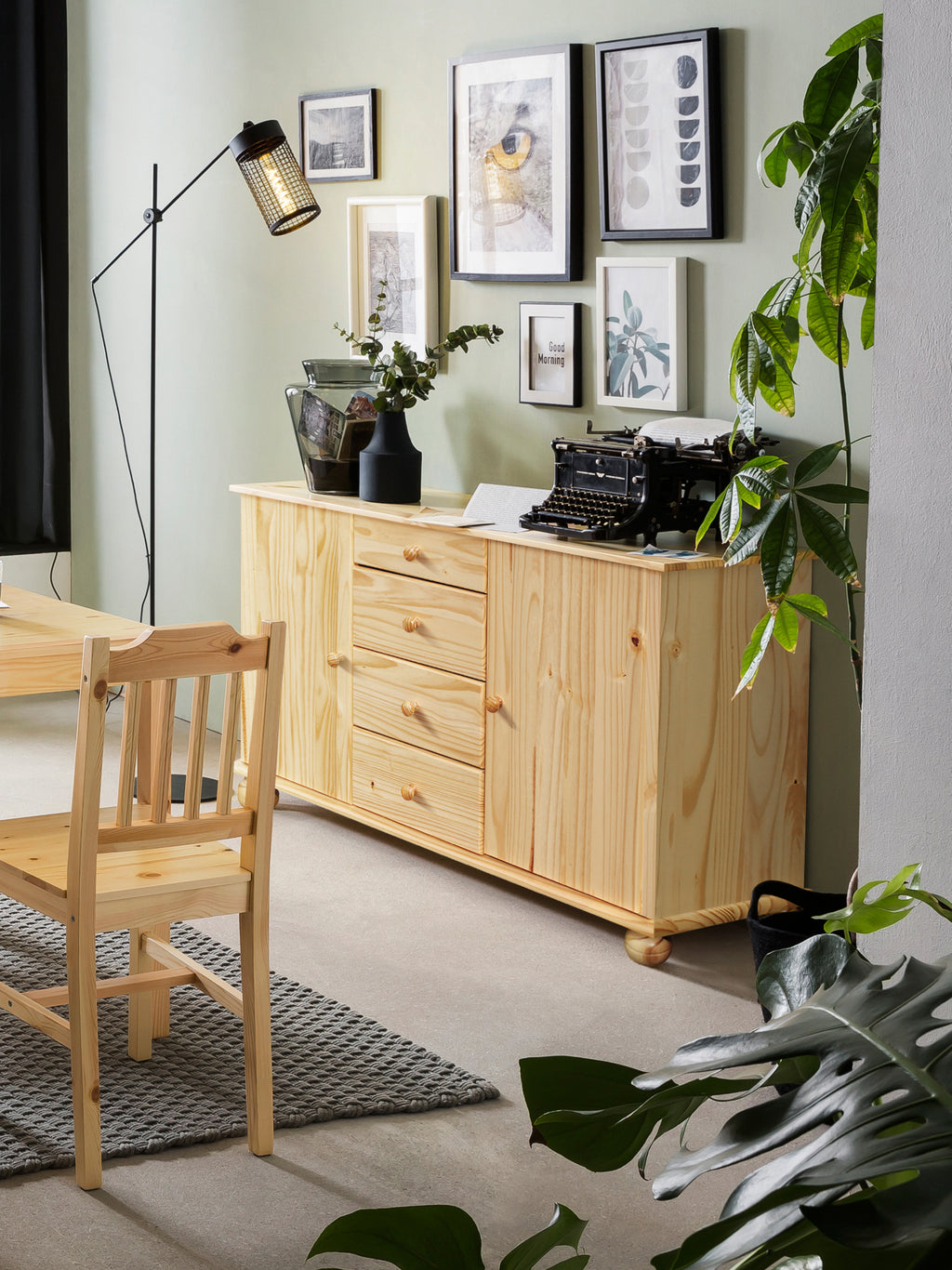 Möbilia - Kommode 119x38x81 cm natur