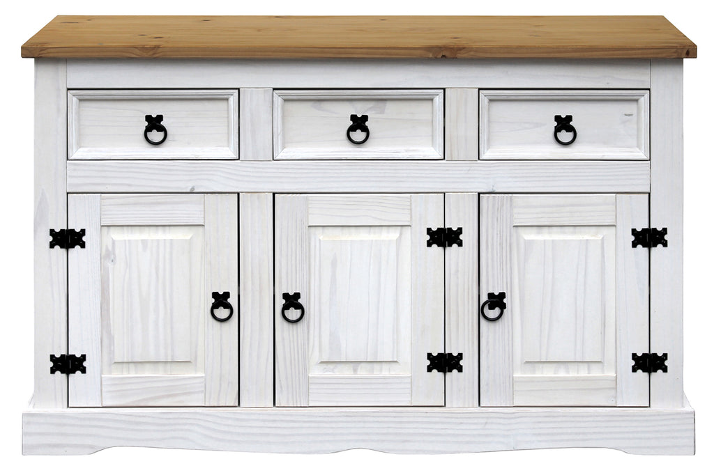 Sideboard Sideboard – Weiß lackiert, honigfarbige Deckplatte