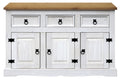 Sideboard Sideboard – Weiß lackiert, honigfarbige Deckplatte