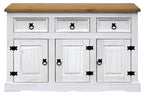 Sideboard Sideboard – Weiß lackiert, honigfarbige Deckplatte