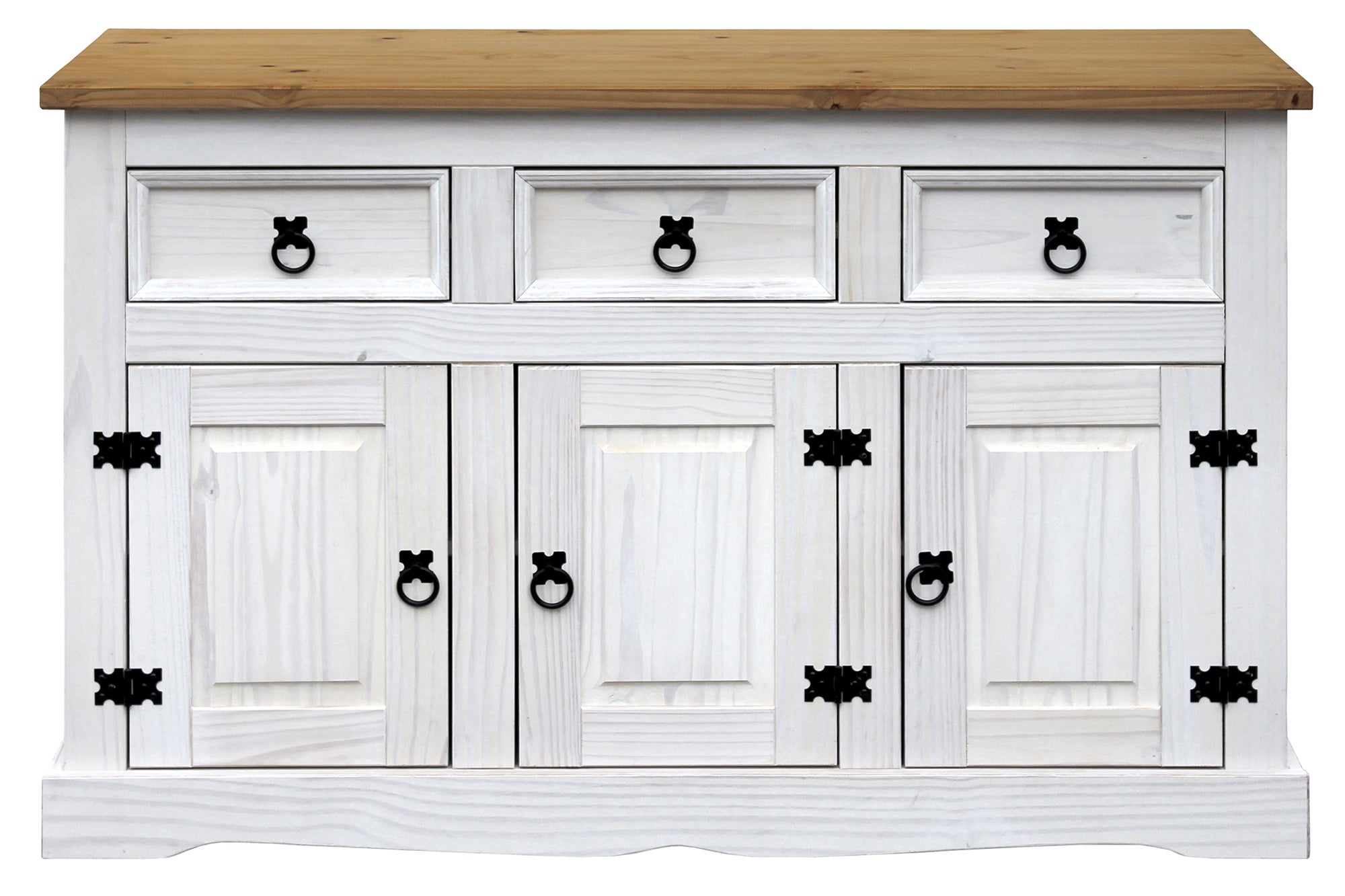 Sideboard Sideboard – Weiß lackiert, honigfarbige Deckplatte