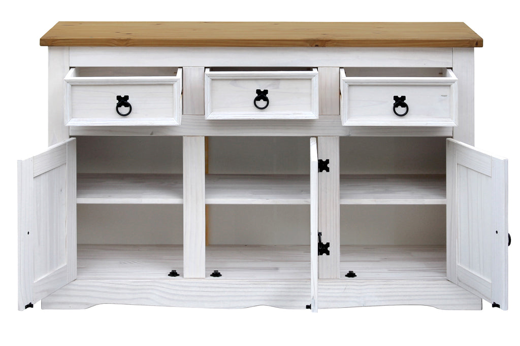 Sideboard Sideboard – Weiß lackiert, honigfarbige Deckplatte – Bild 4