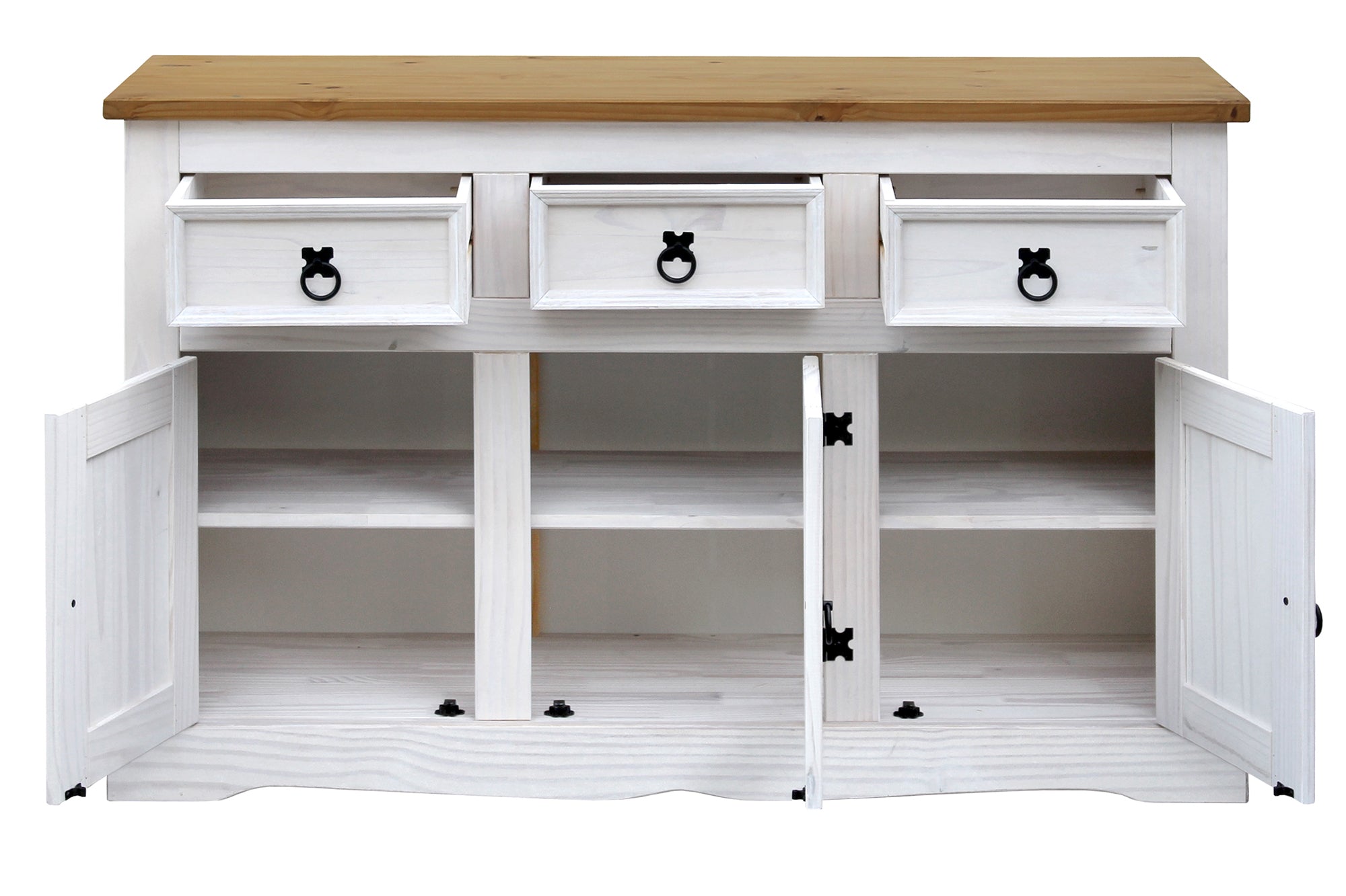 Sideboard Sideboard – Weiß lackiert, honigfarbige Deckplatte – Bild 4
