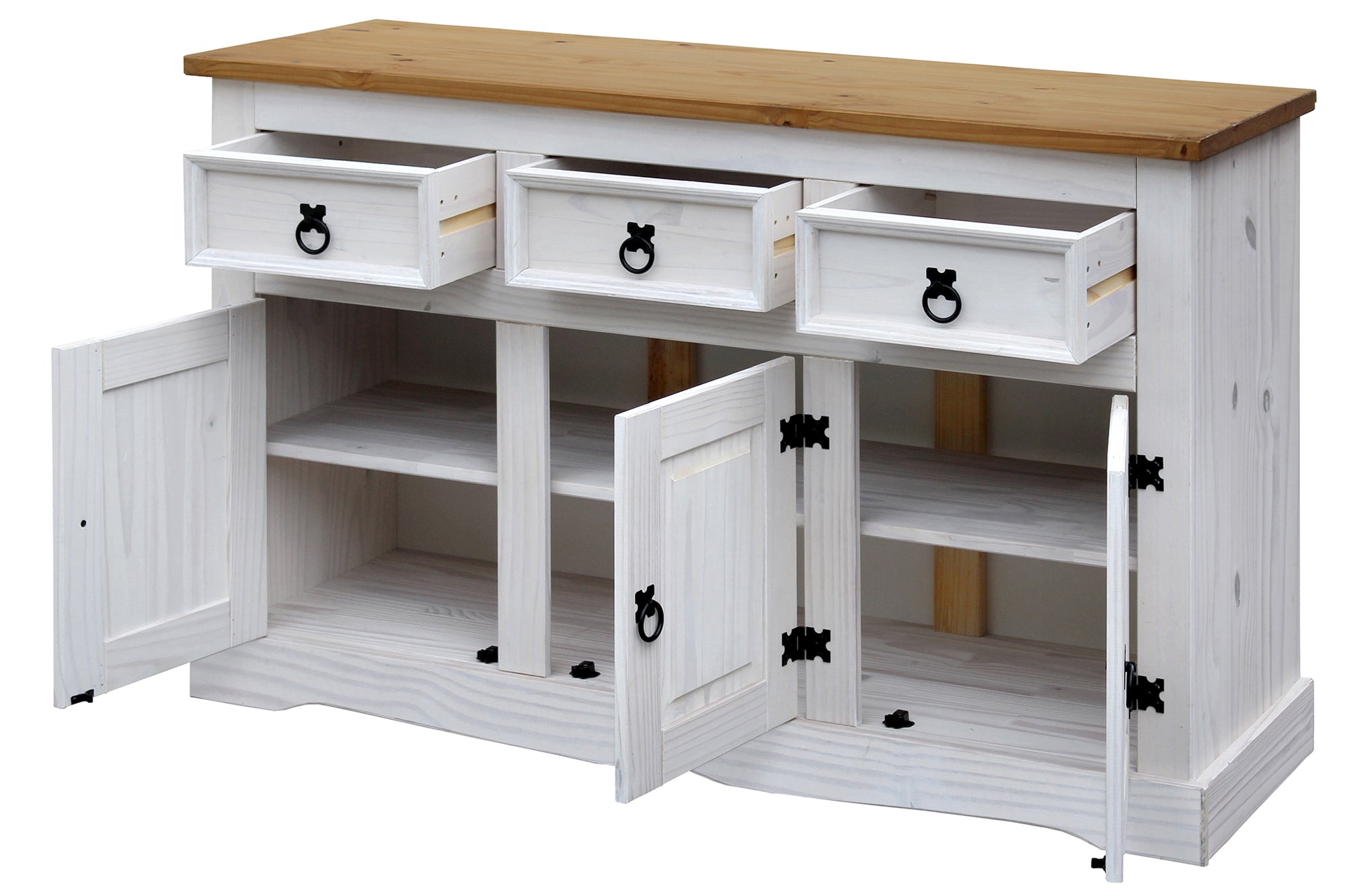 Sideboard Sideboard – Weiß lackiert, honigfarbige Deckplatte – Bild 5