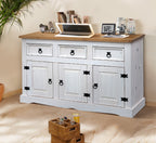 Sideboard Sideboard – Weiß lackiert, honigfarbige Deckplatte – Bild 8