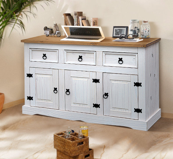 Sideboard Sideboard – Weiß lackiert, honigfarbige Deckplatte – Bild 8