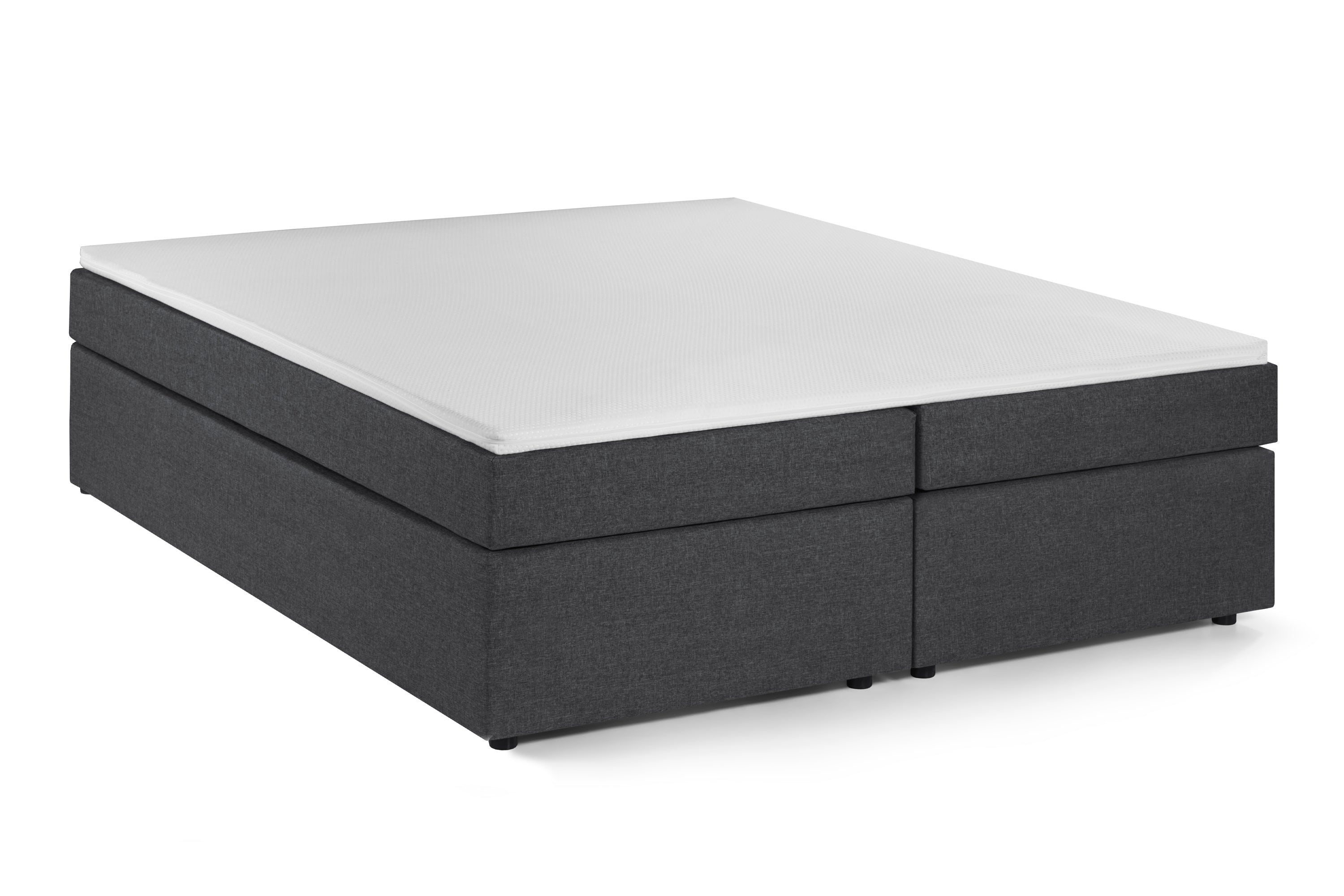 Bett Boxspringbett – Dunkelgrau, Weiß