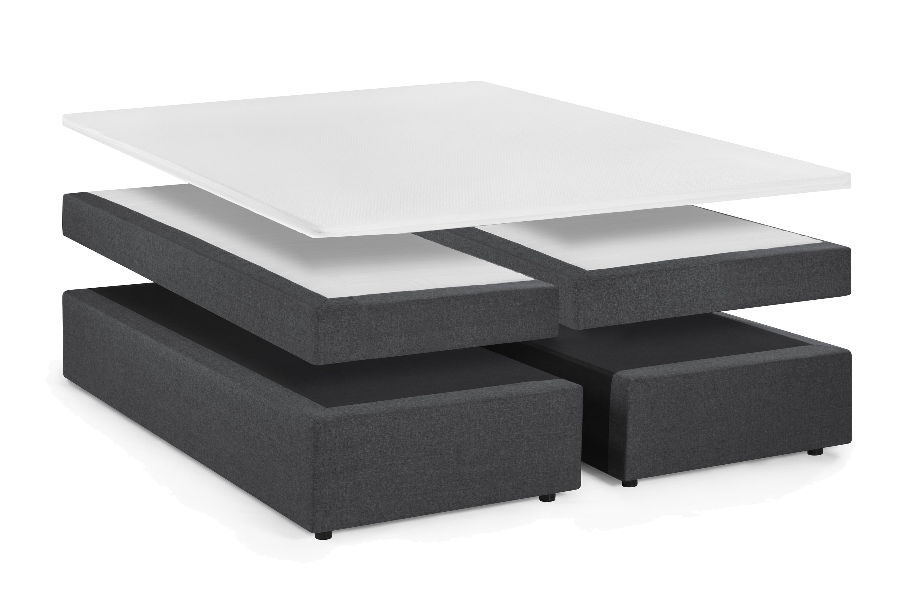 Bett Boxspringbett – Dunkelgrau, Weiß – Bild 2