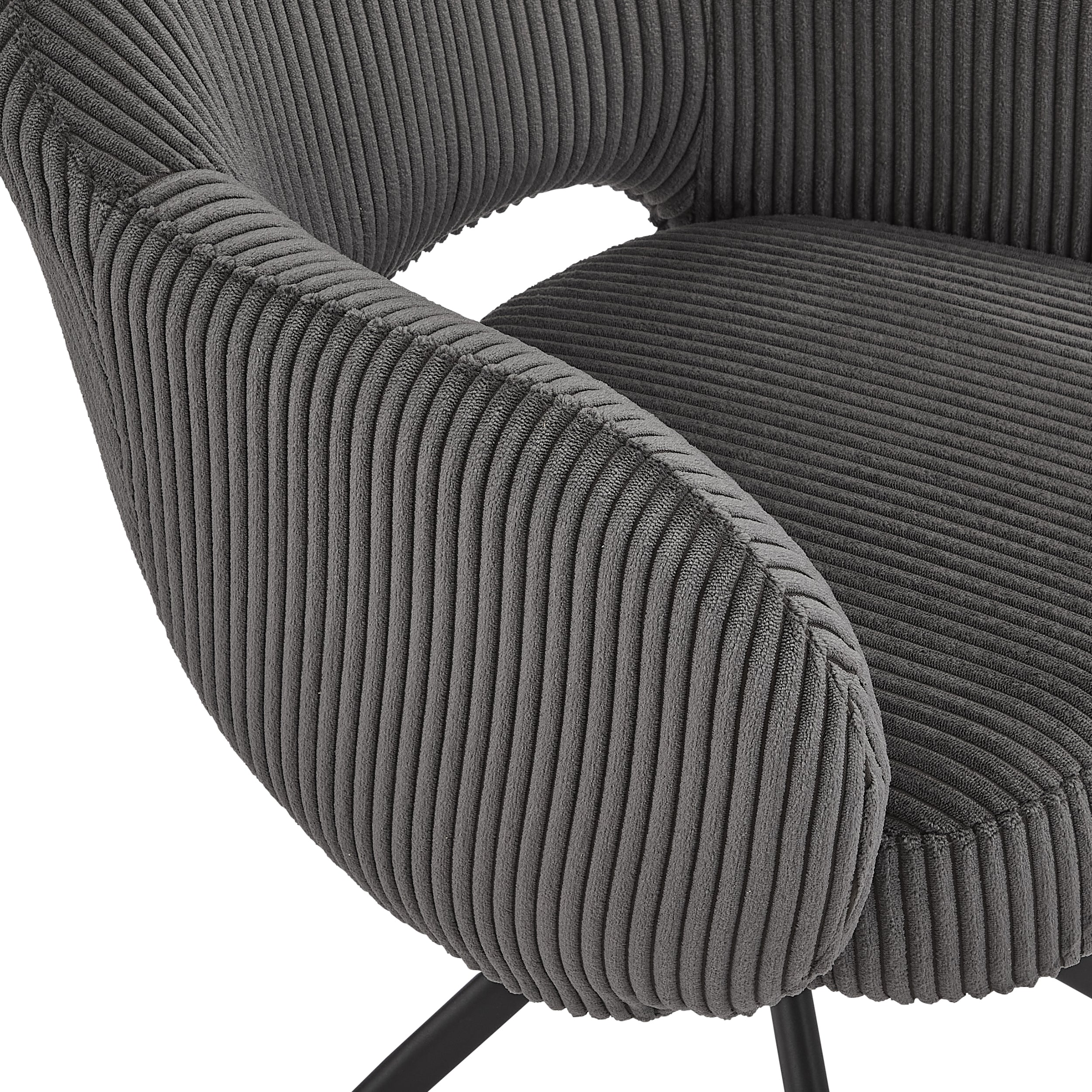 SIT&CHAIRS Armlehnstuhl Cord-Optik Dunkelgrau – Dunkelgrau, Schwarz – Bild 5