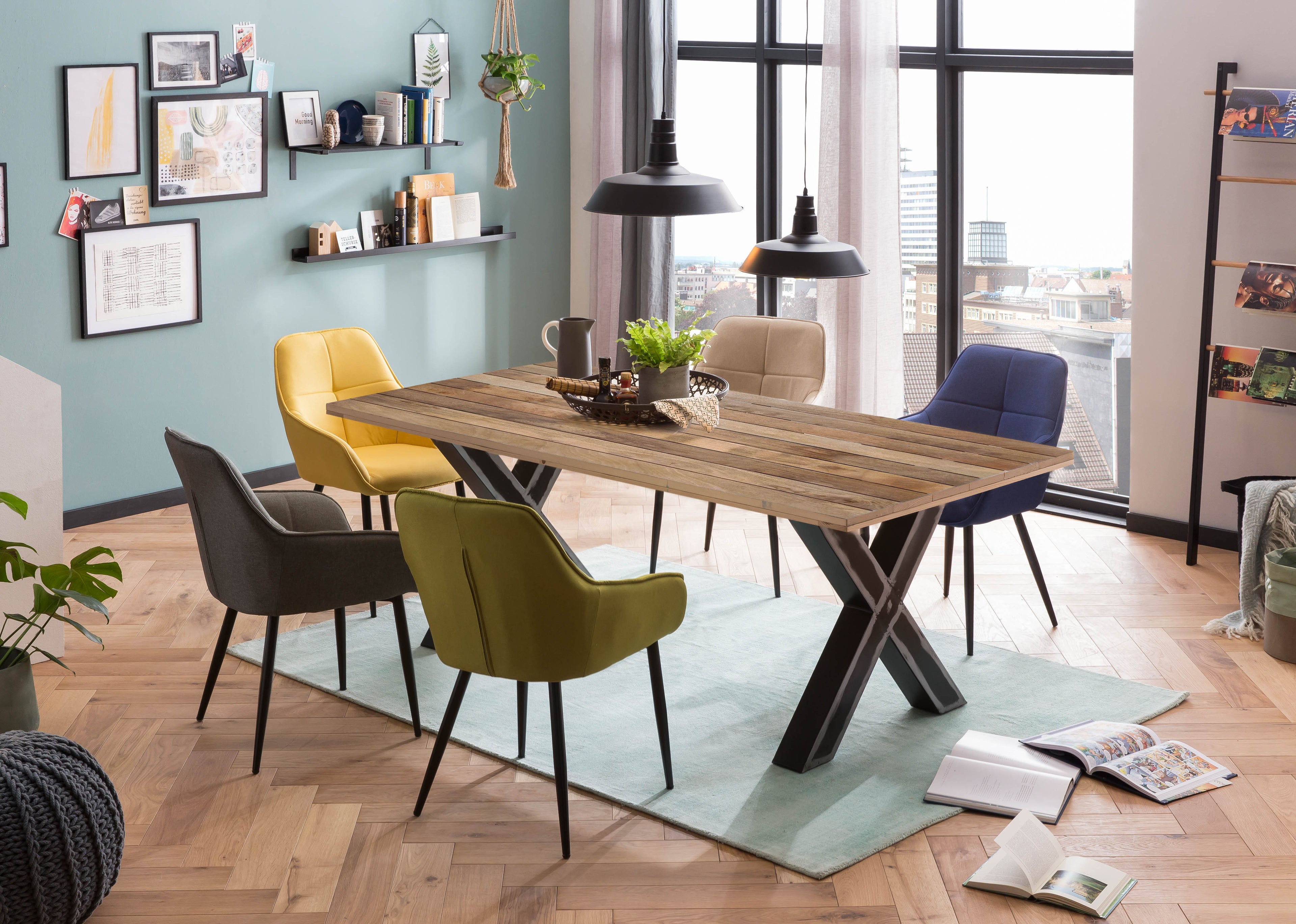 TABLES & CO Tisch 180 x 100 – Platte natur, Gestell antikschwarz – Bild 2