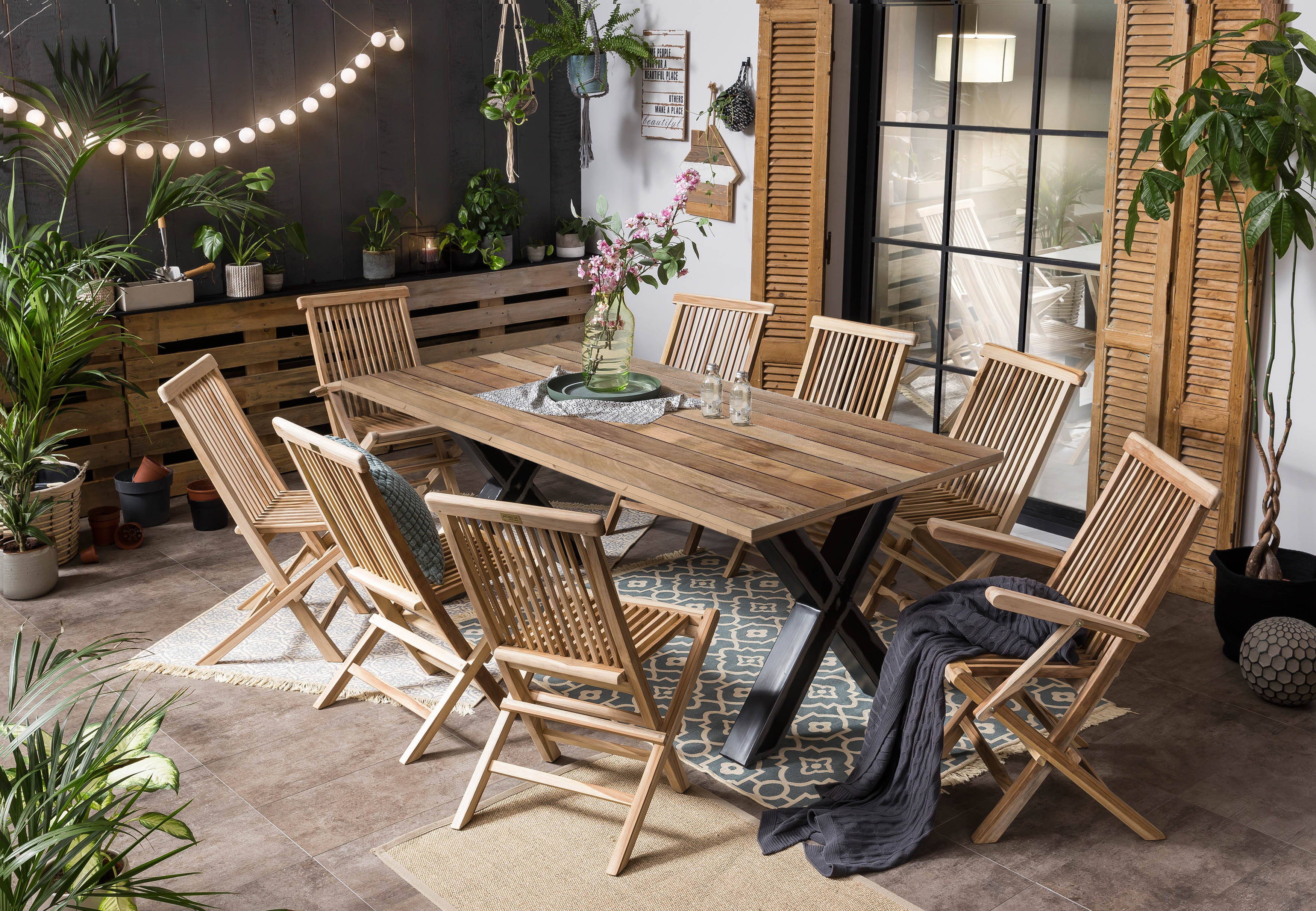 TABLES & CO Tisch 180 x 100 – Platte natur, Gestell antikschwarz – Bild 3