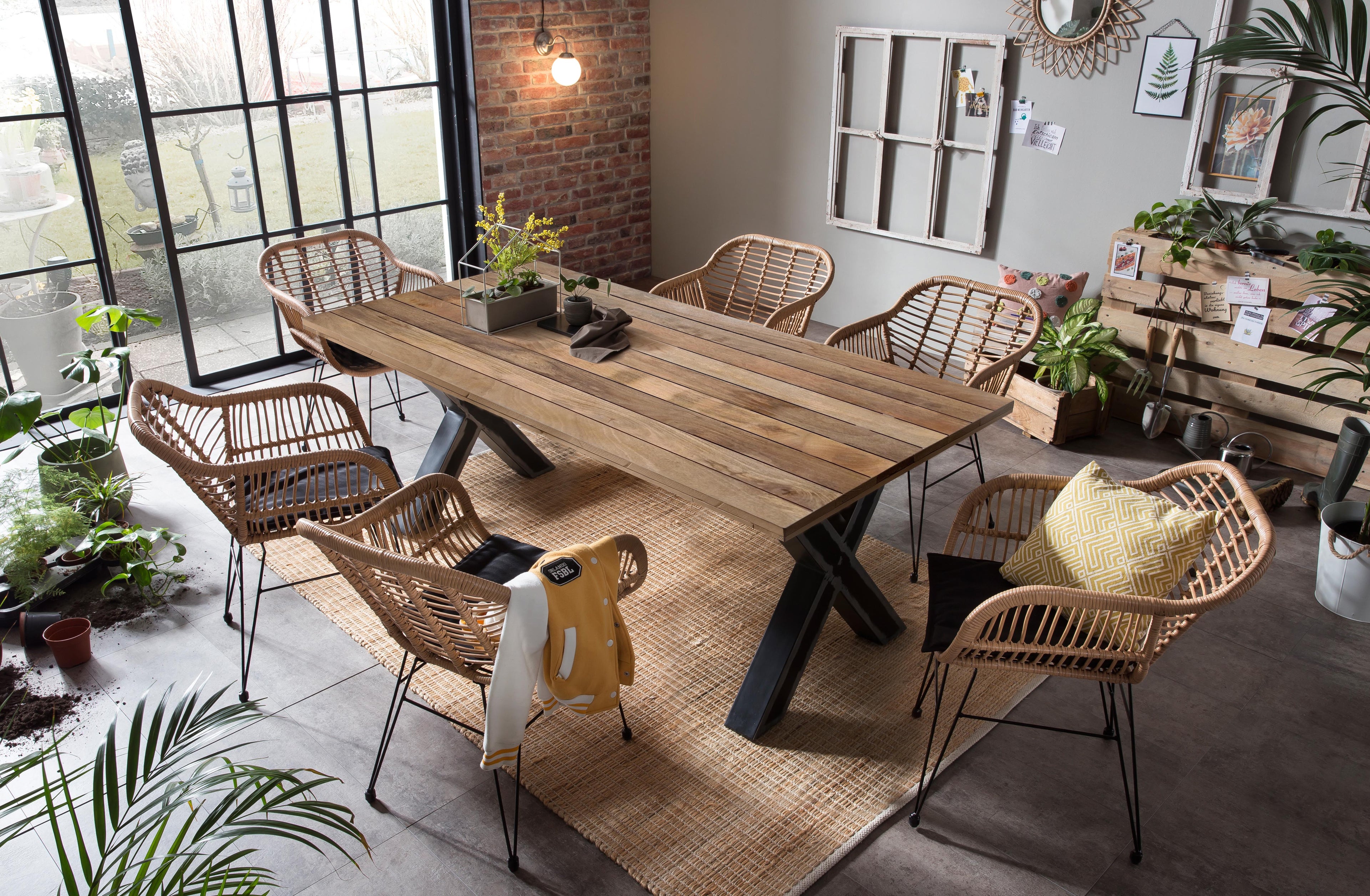 TABLES & CO Tisch 180 x 100 – Platte natur, Gestell antikschwarz – Bild 4