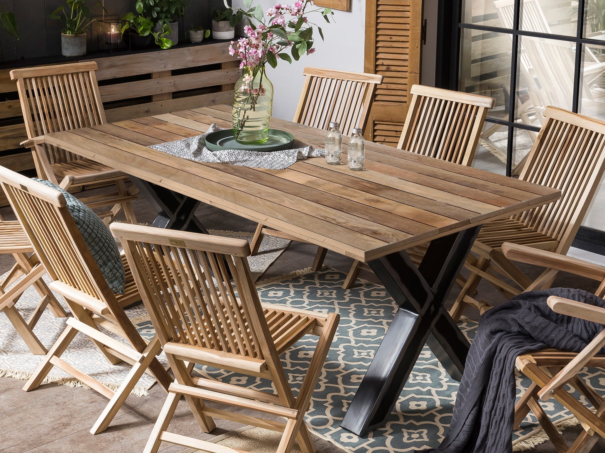 TABLES & CO Tisch 180 x 100 – Platte natur, Gestell antikschwarz – Bild 5