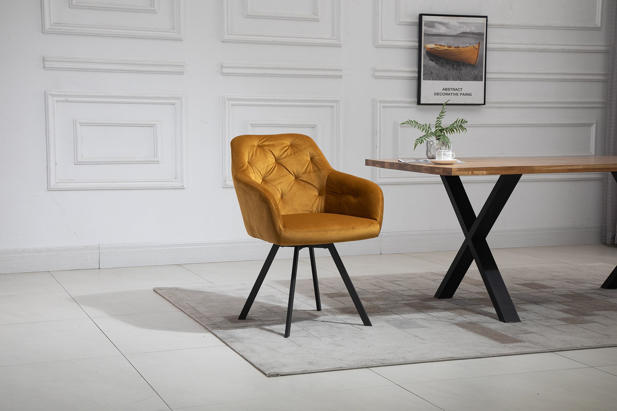 Sales Fever - Armlehnstuhl mit 360° Drehfunktion Senfgelb
