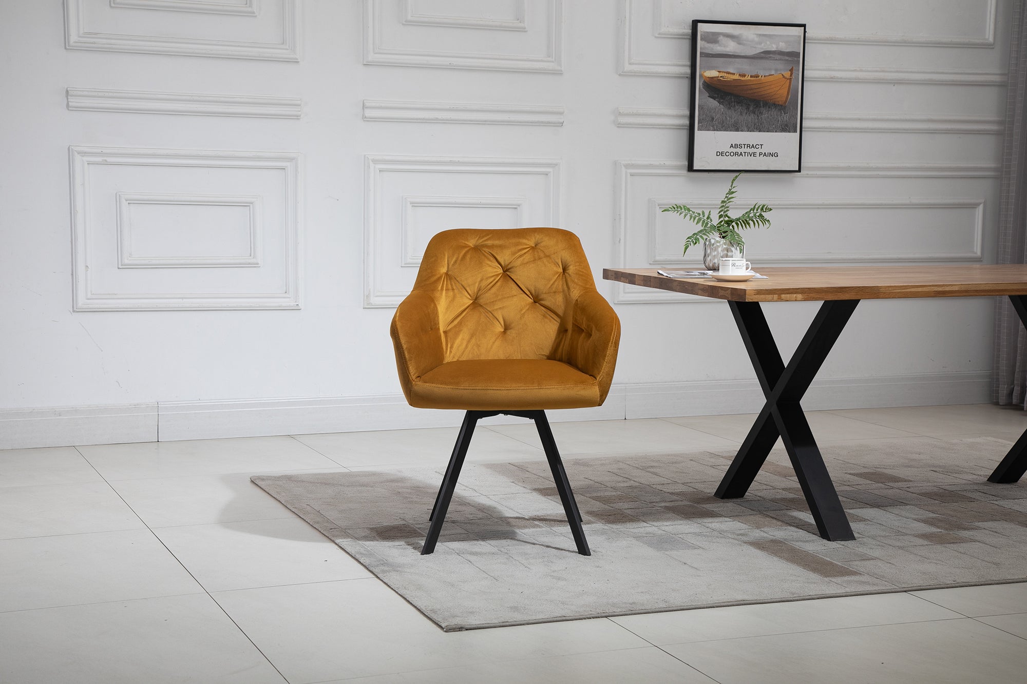 Sales Fever - Armlehnstuhl mit 360° Drehfunktion Senfgelb