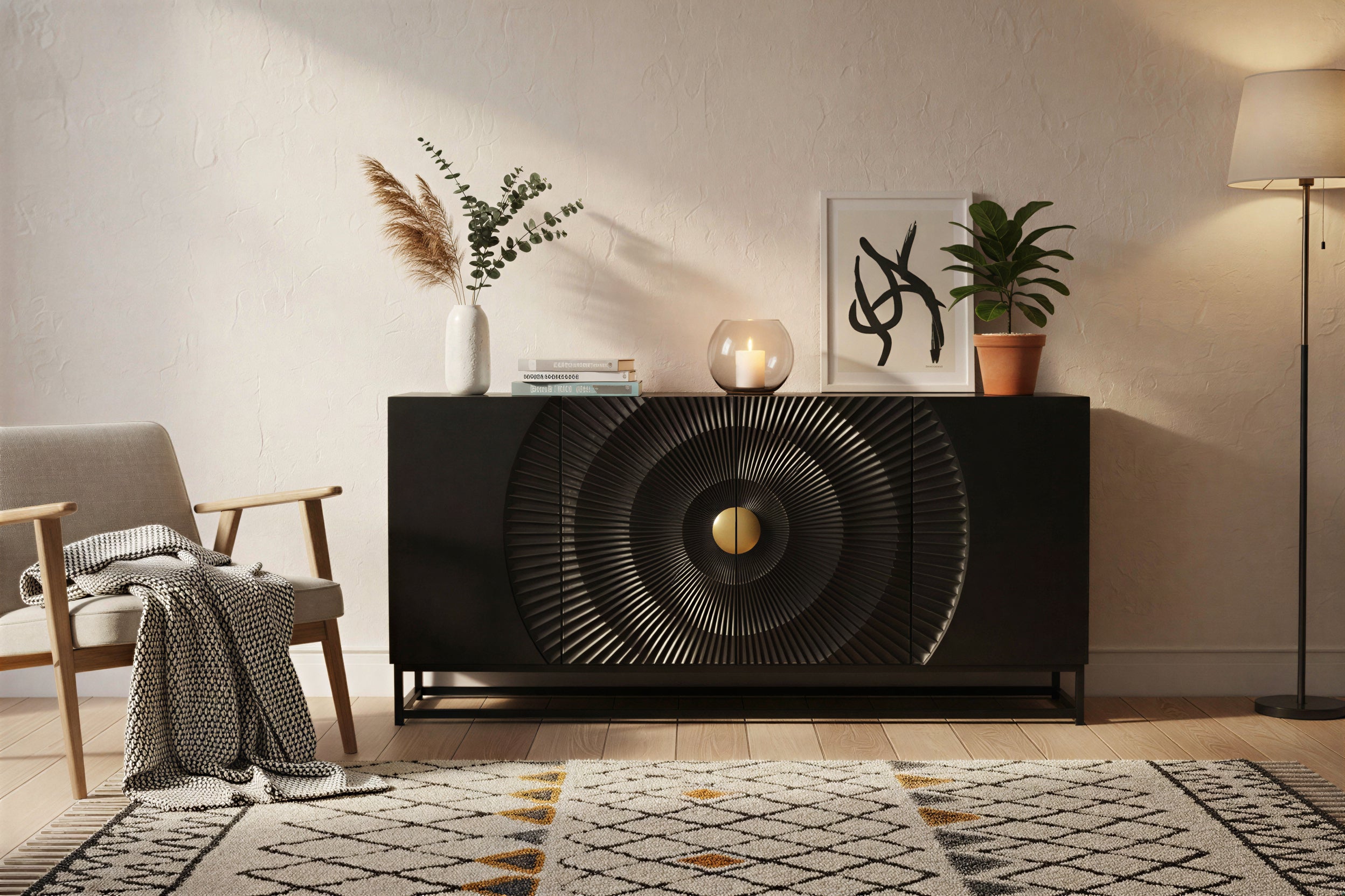 BLACK SMOOTH Sideboard – Schwarz, Gold – Bild 7