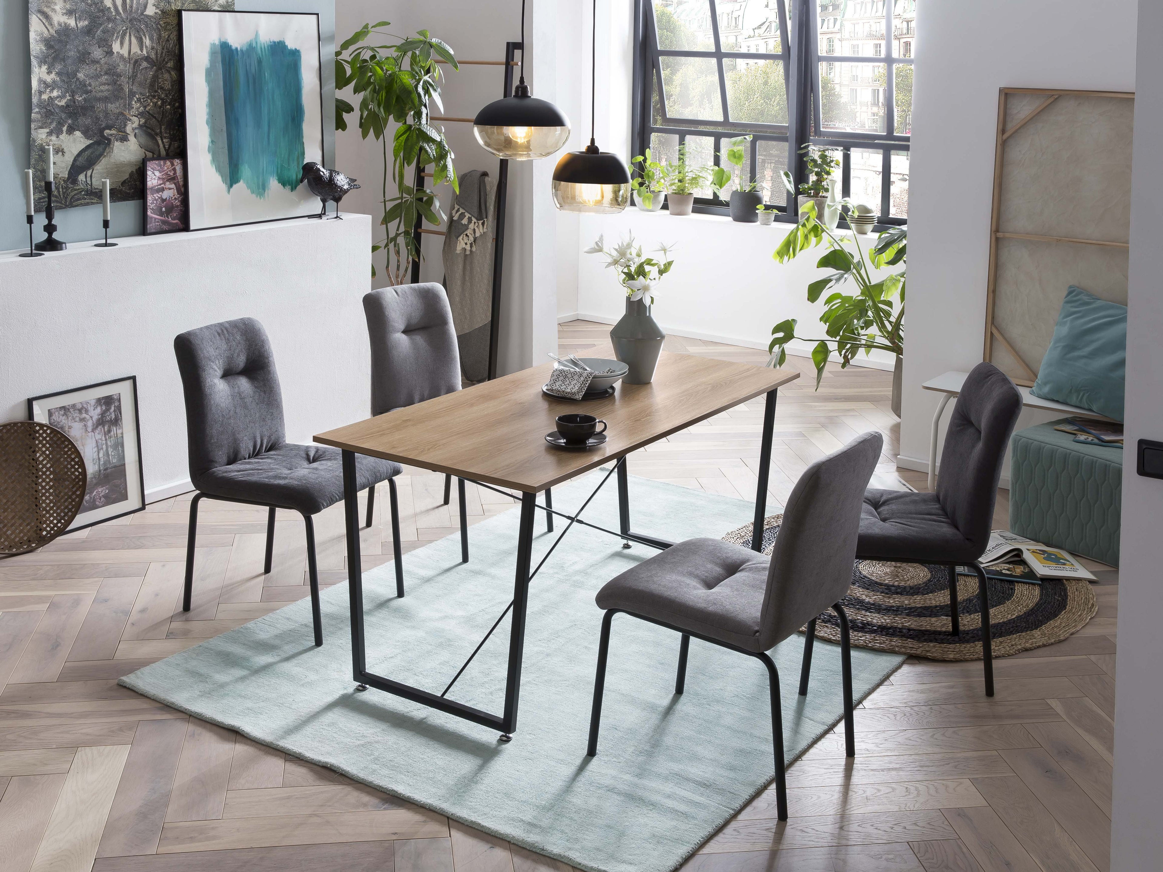 Tisch Tisch 140x70 cm – Platte natur, Gestell schwarz – Bild 6