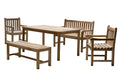 Möbilia - Outdoor Sitzgruppe natur Teak – 2 Armlehnstühle, 2 Bänke, 1 Tisch