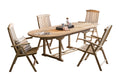 Möbilia - Outdoor Sitzgruppe natur Teak – 4 Armlehnstühle, 1 Tisch – Tisch 180/240 cm ausziehbar