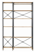 Möbilia - Regal-Set 127,5x30x210 cm natur, schwarz