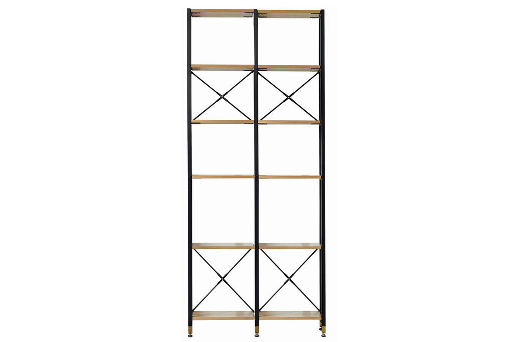 Möbilia - Regal-Set 87,5x30x210 cm natur, schwarz