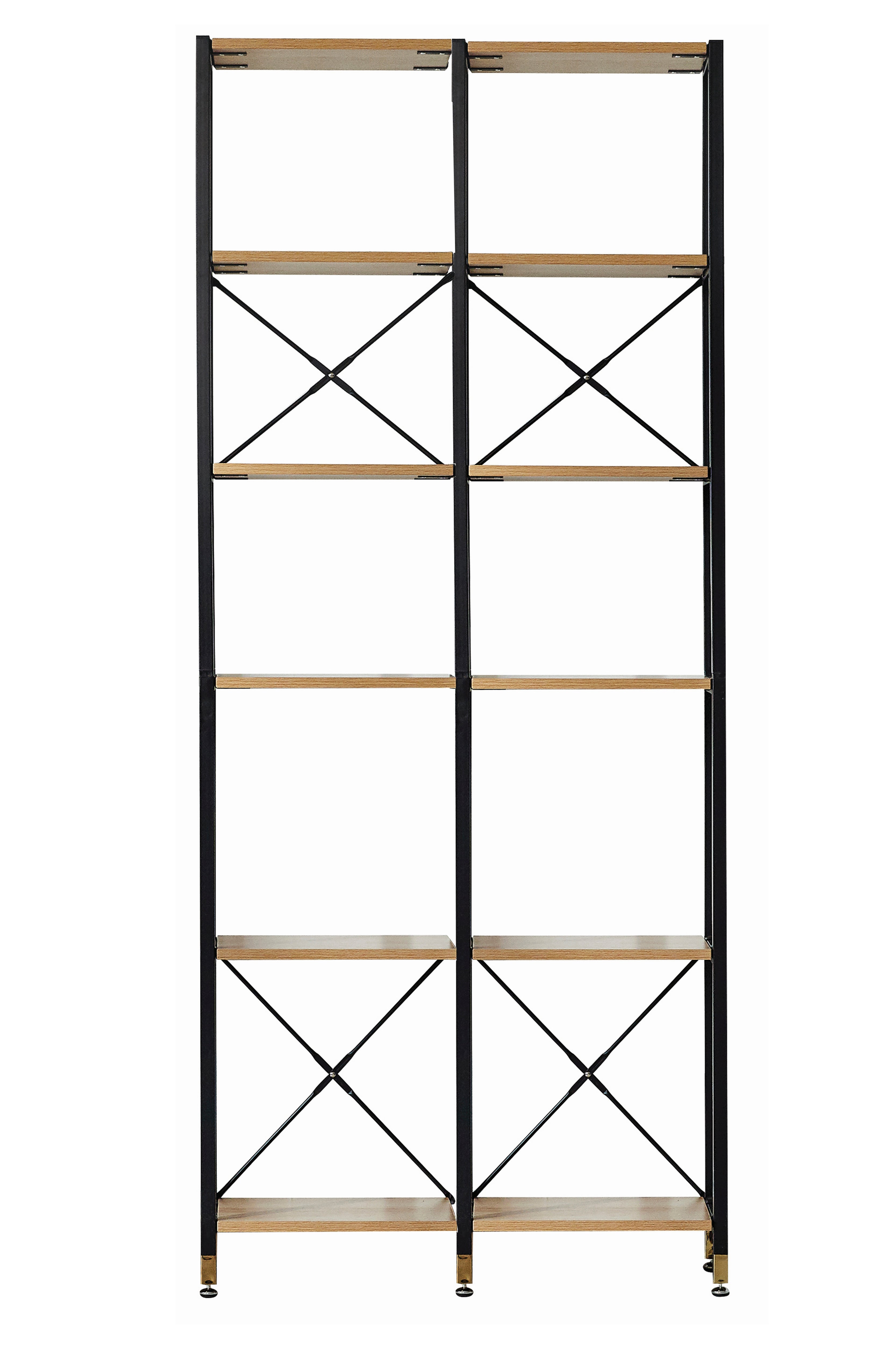 Möbilia - Regal-Set 87,5x30x210 cm natur, schwarz
