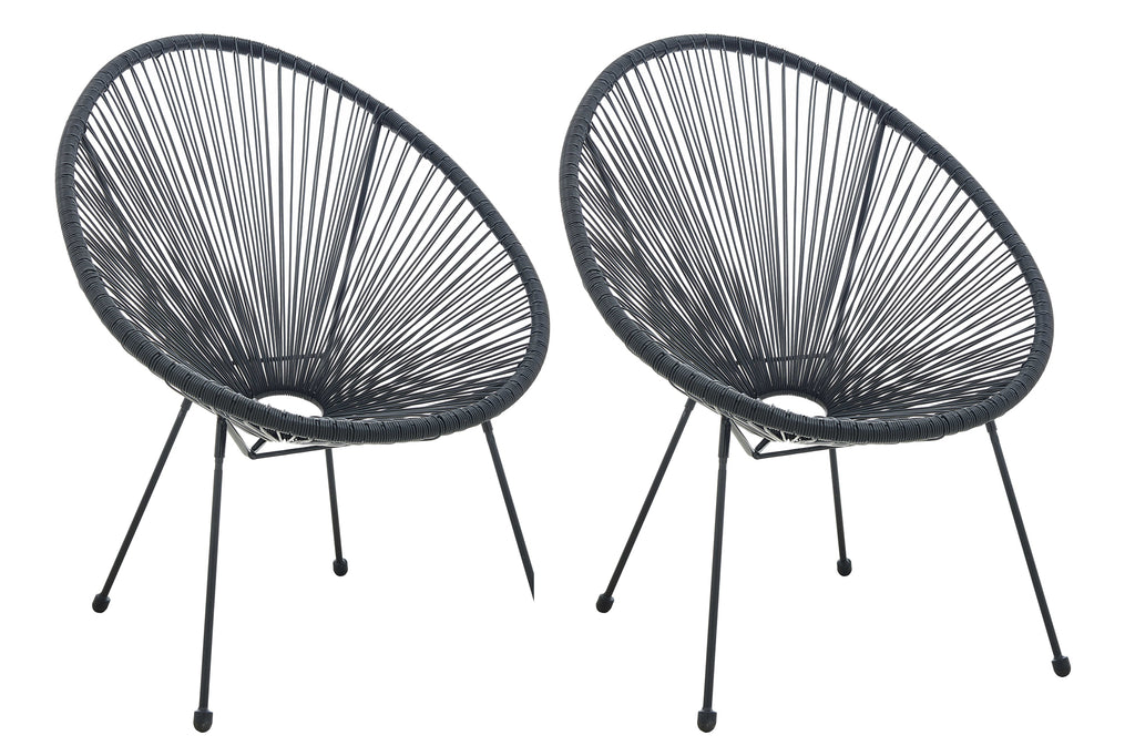 Garten Outdoor Stuhl, 2er-Set – Schwarz