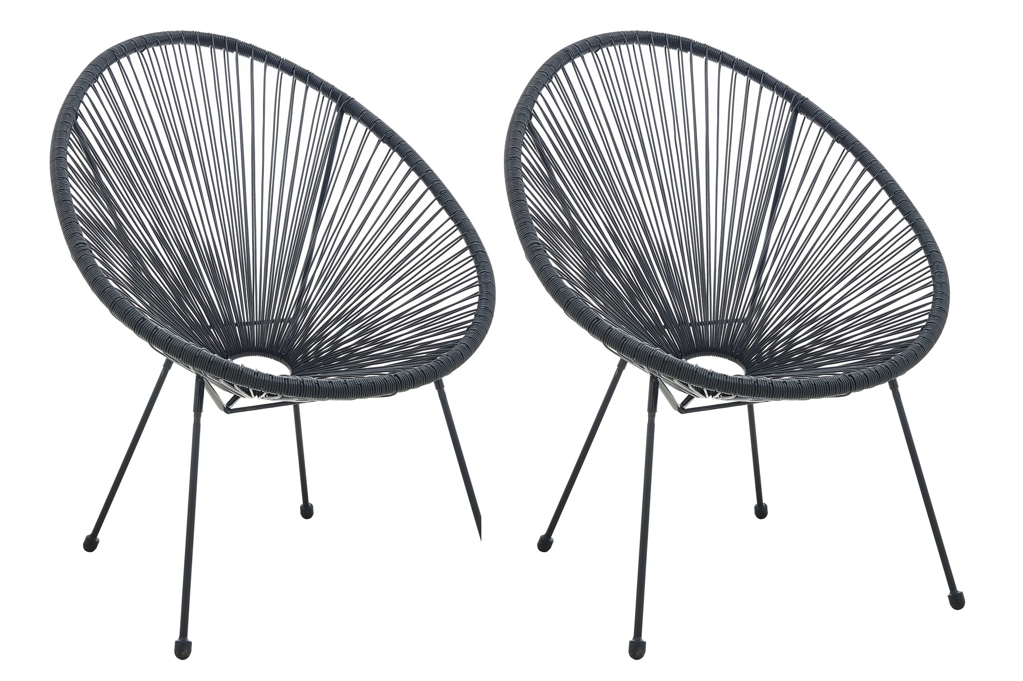 Garten Outdoor Stuhl, 2er-Set – Schwarz