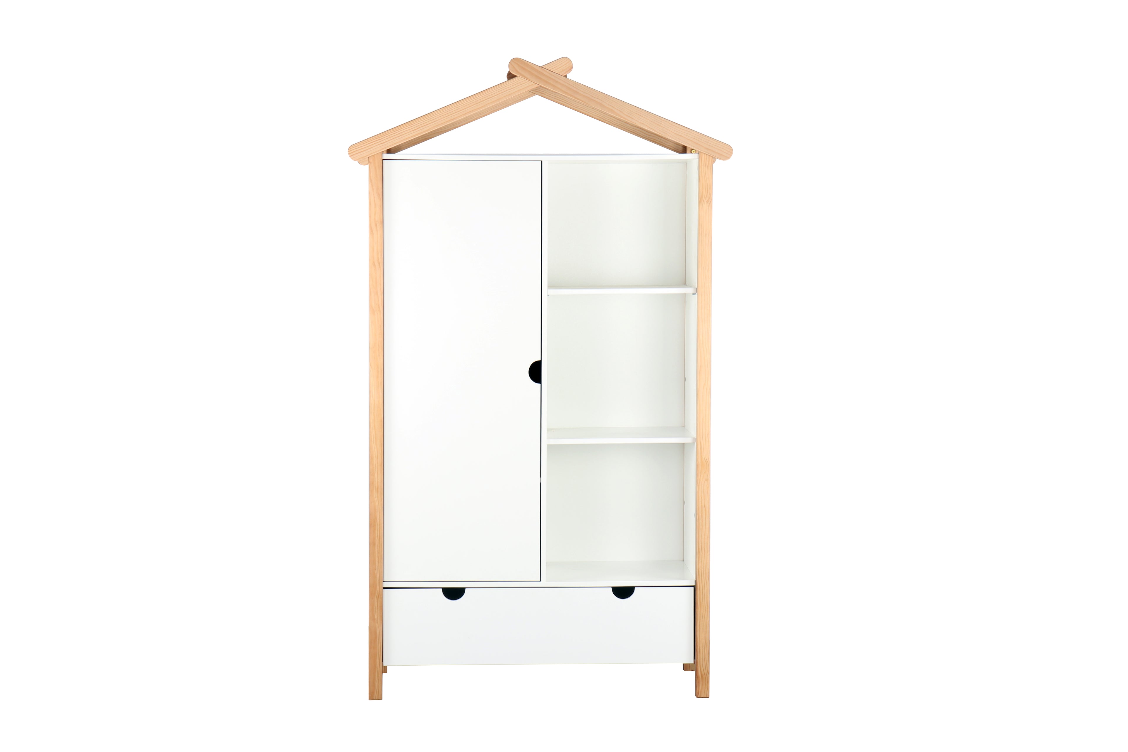 Schrank Kleiderschrank – Weiß, natur