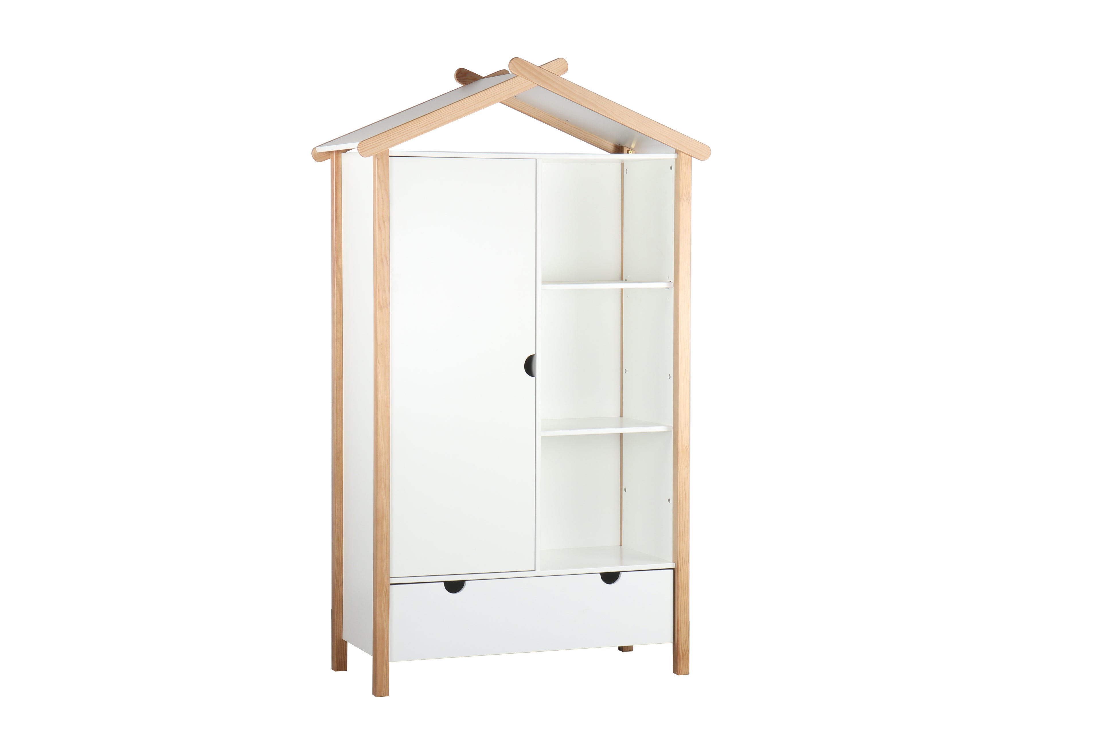 Schrank Kleiderschrank – Weiß, natur – Bild 2