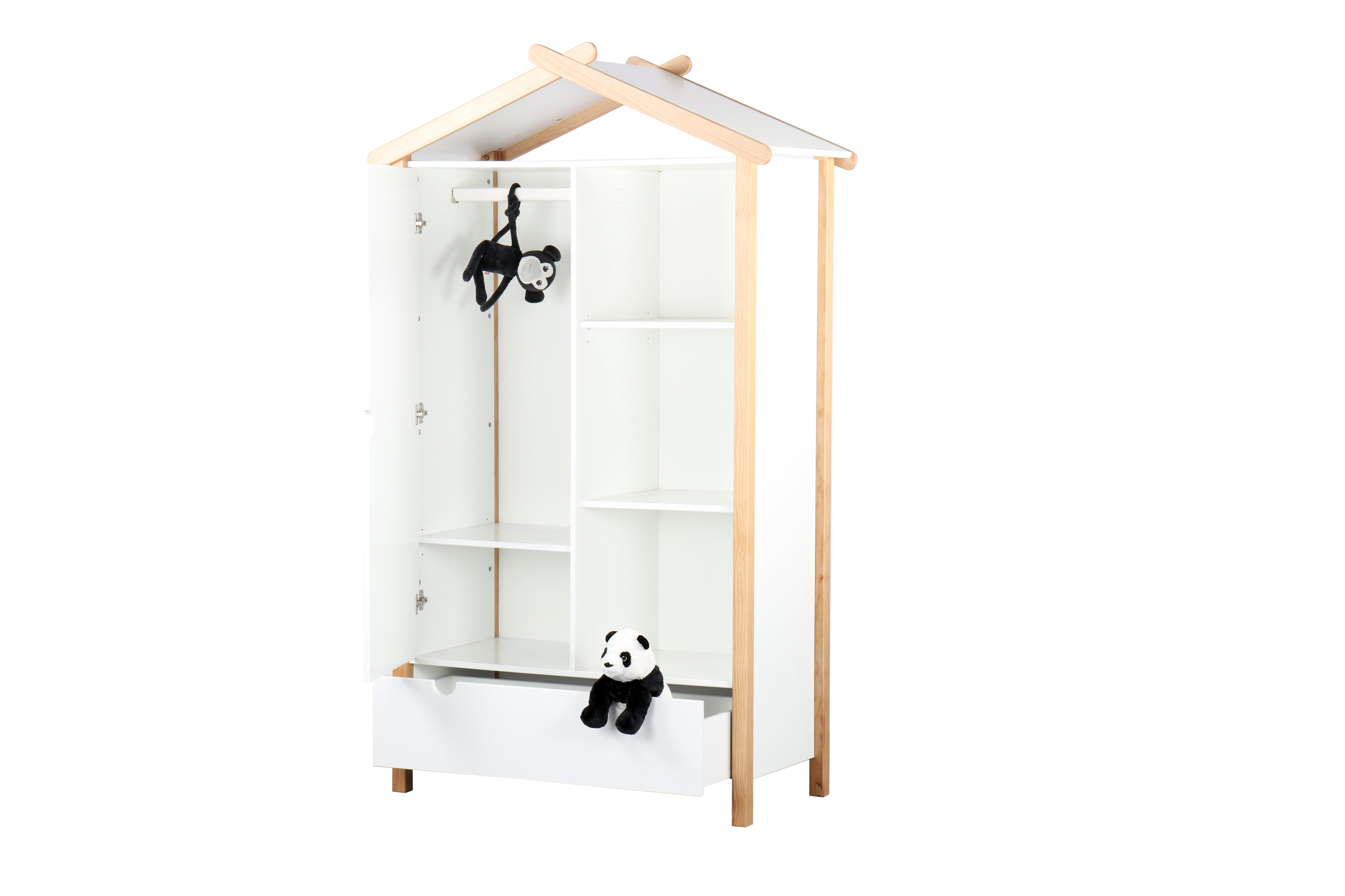 Schrank Kleiderschrank – Weiß, natur – Bild 4