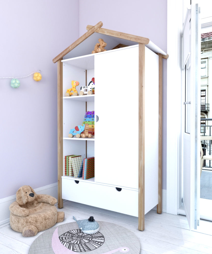 Schrank Kleiderschrank – Weiß, natur – Bild 6