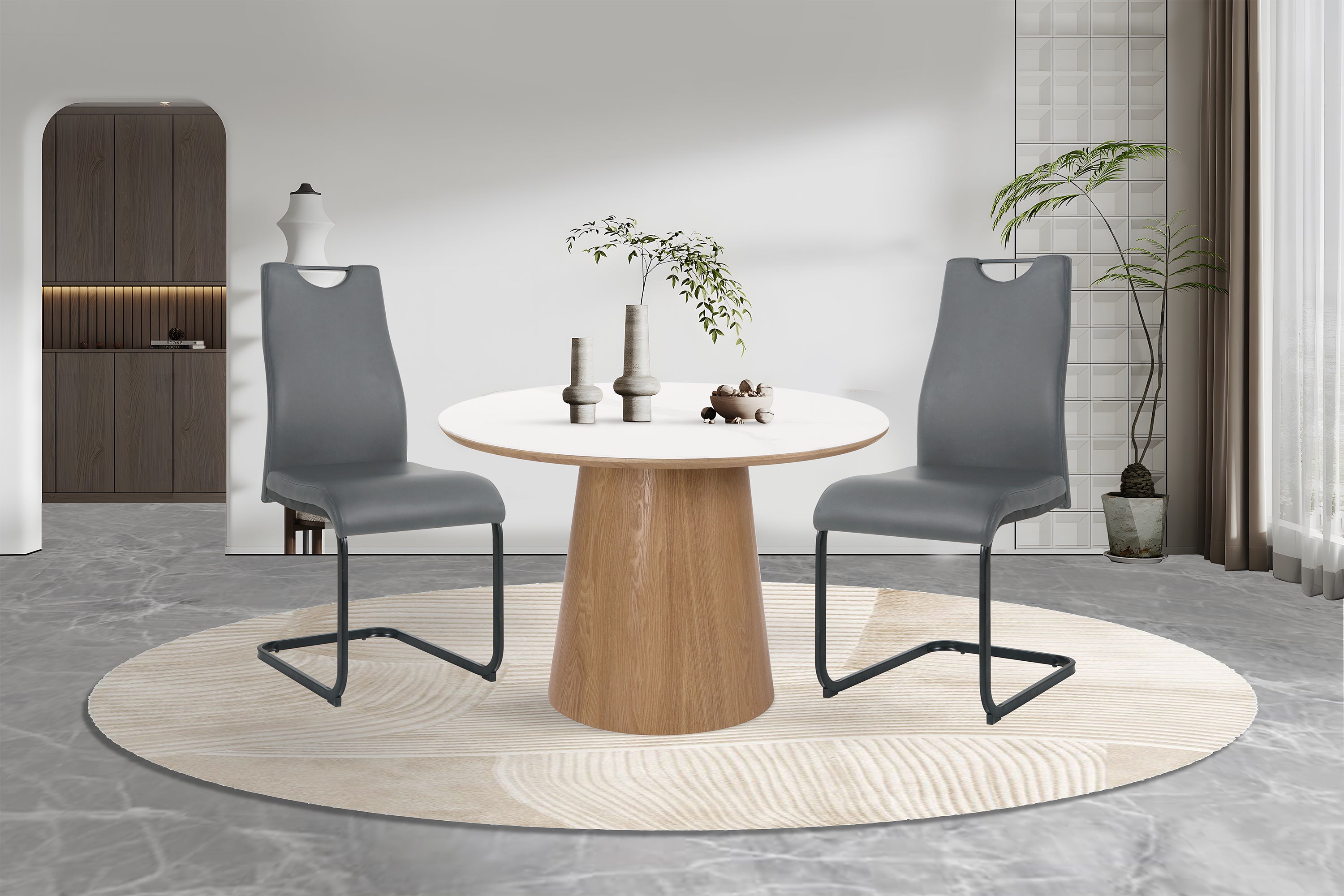 Stuhl, 2er-Set – Bezug grau, Beine schwarz – Bild 11