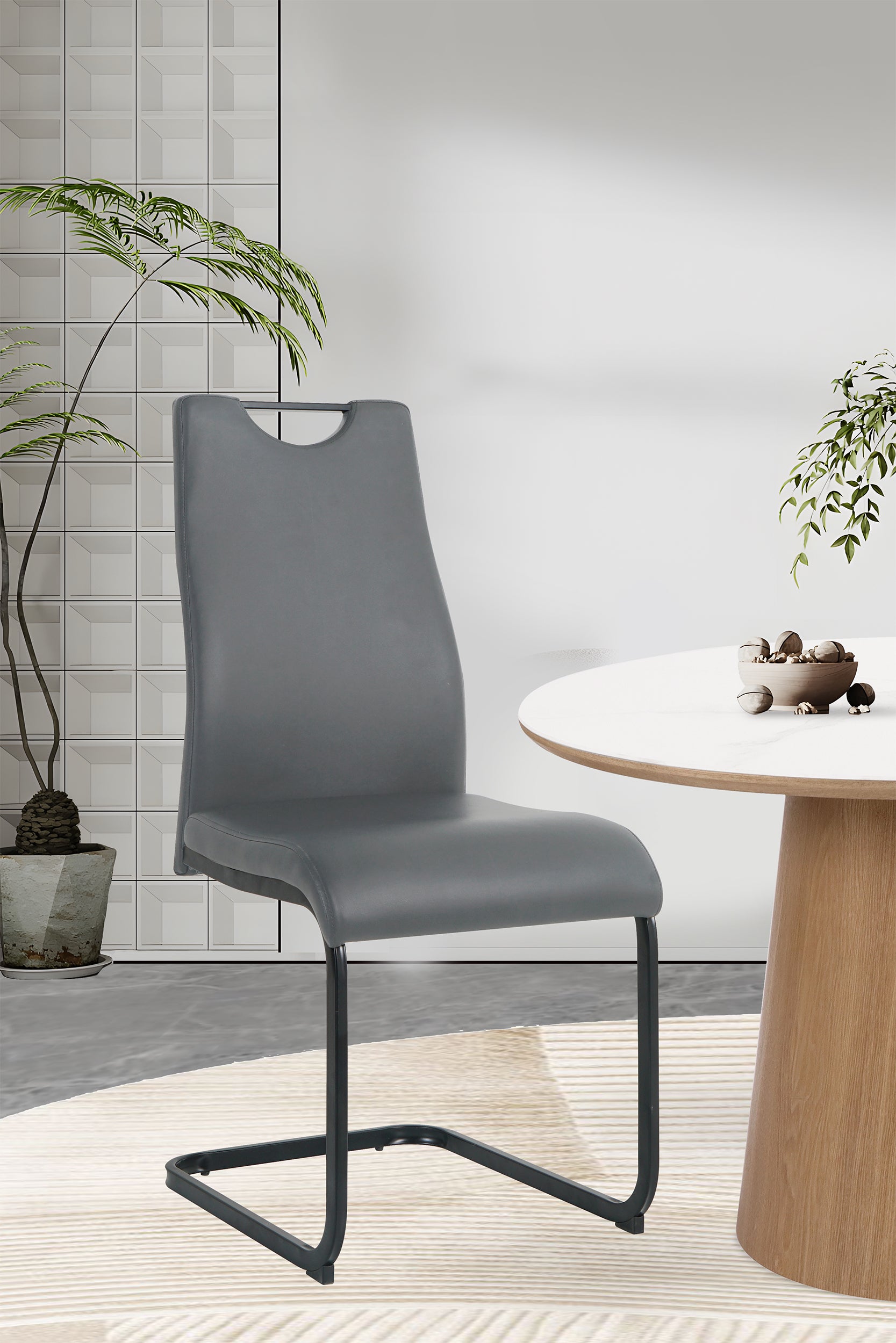 Stuhl, 2er-Set – Bezug grau, Beine schwarz – Bild 12