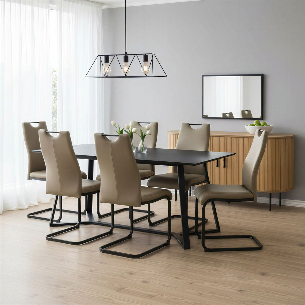 Stuhl, 2er-Set – Bezug taupe, Beine schwarz – Bild 12