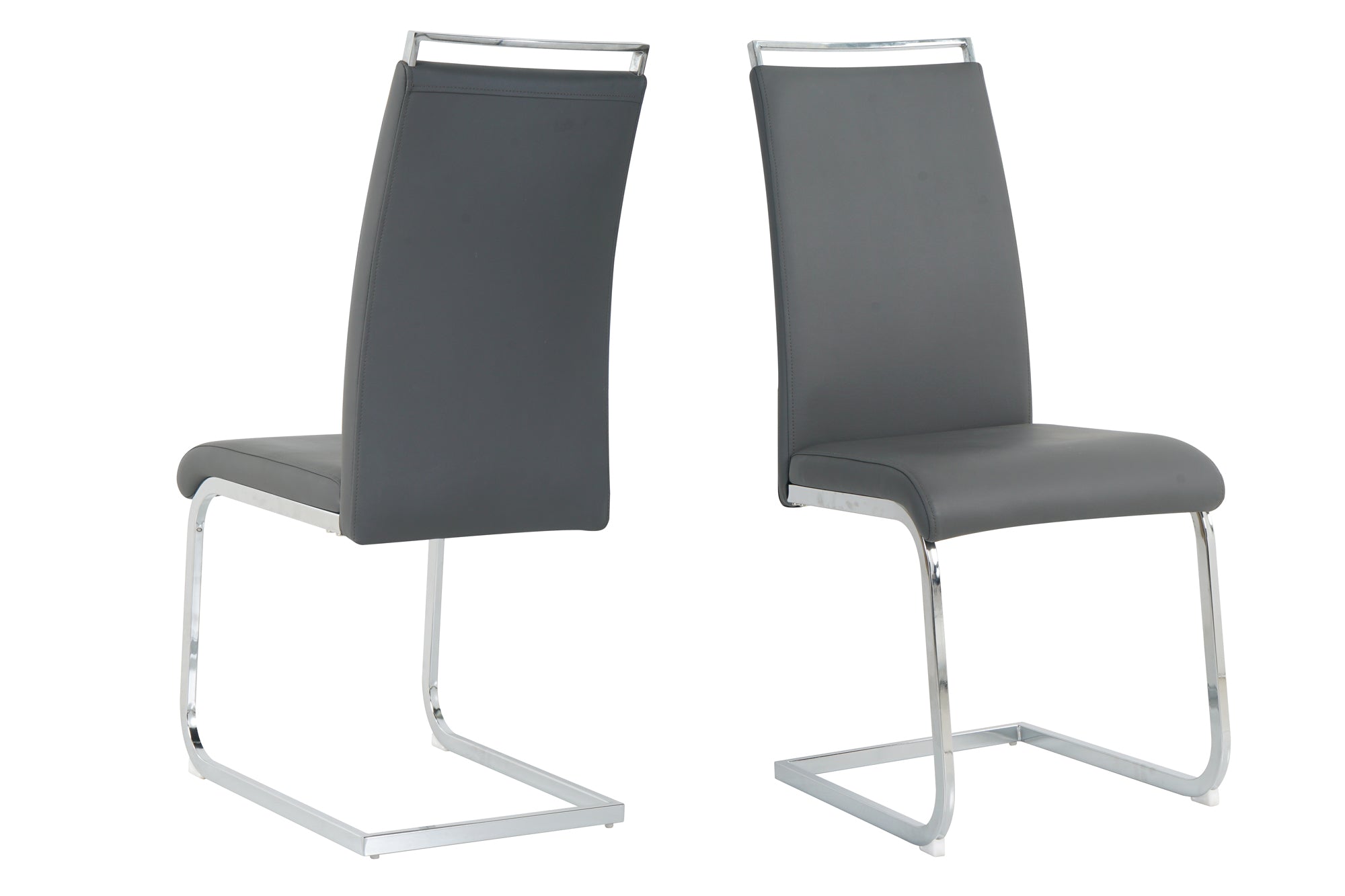 Stuhl, 2er-Set – Bezug grau, Beine silber