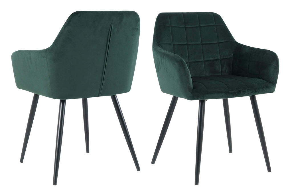 Sessel, 2er-Set – Bezug grün, Beine schwarz