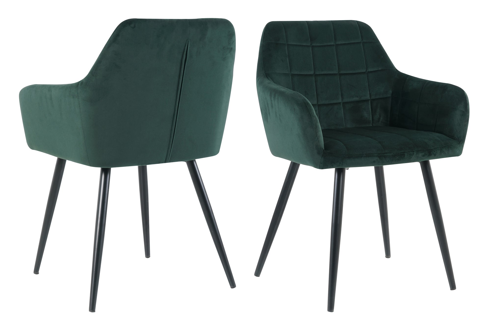Sessel, 2er-Set – Bezug grün, Beine schwarz