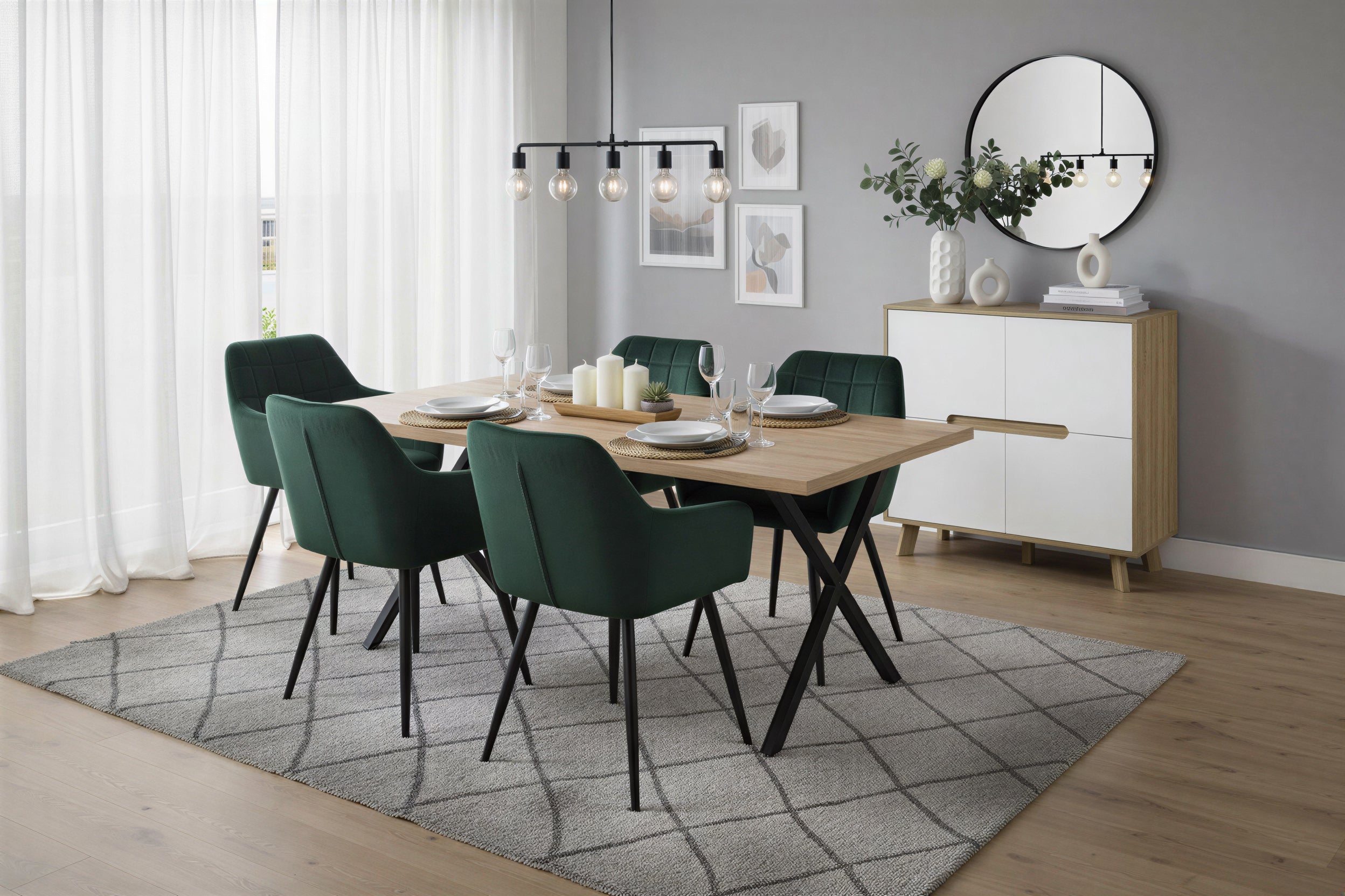 Sessel, 2er-Set – Bezug grün, Beine schwarz – Bild 8
