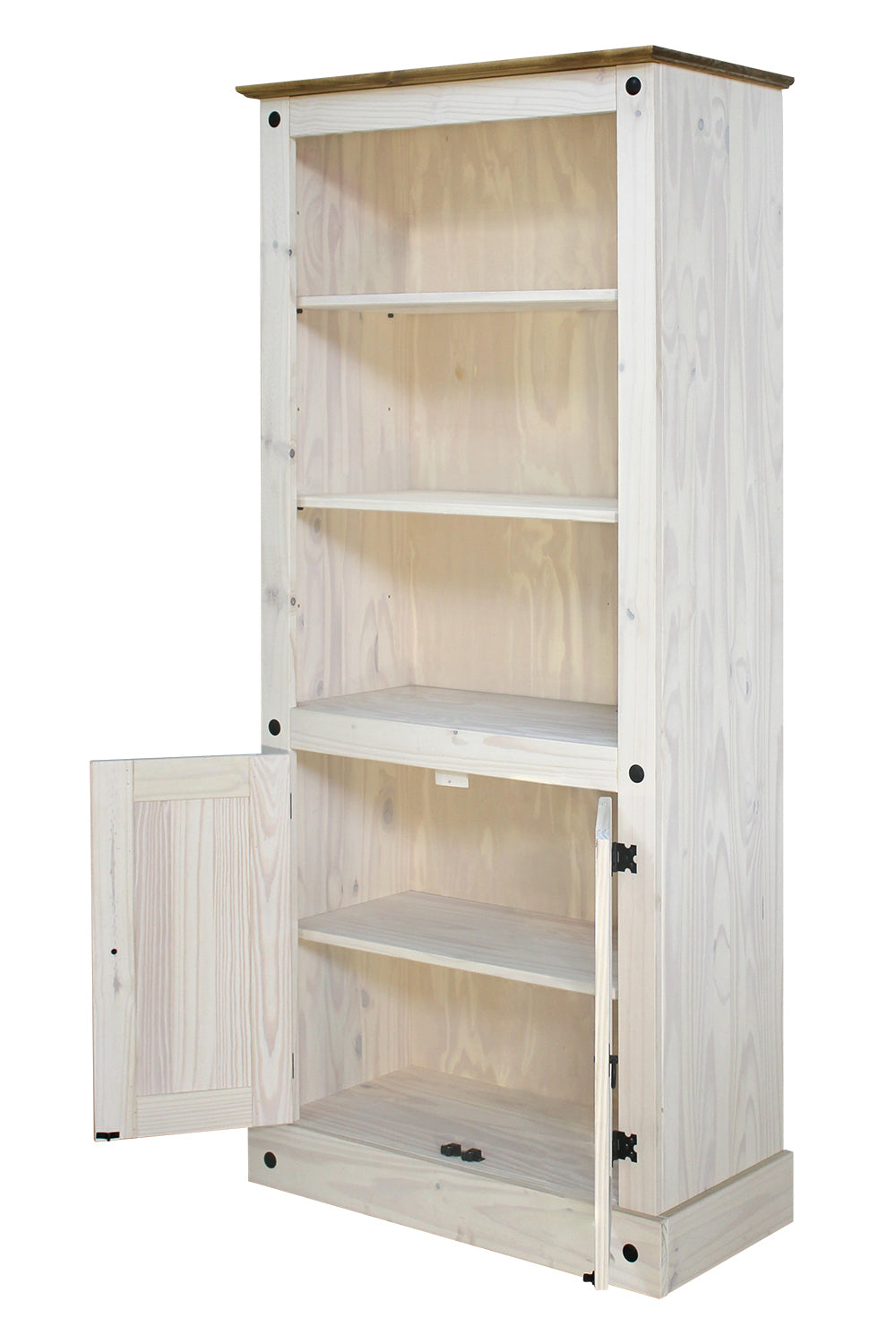 Möbilia - Bücherregal 81x38x177 cm weiß, honig