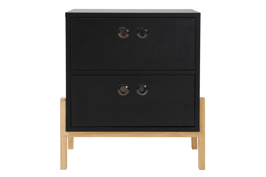 Kommode Kommode – Schwarz, Beine natur