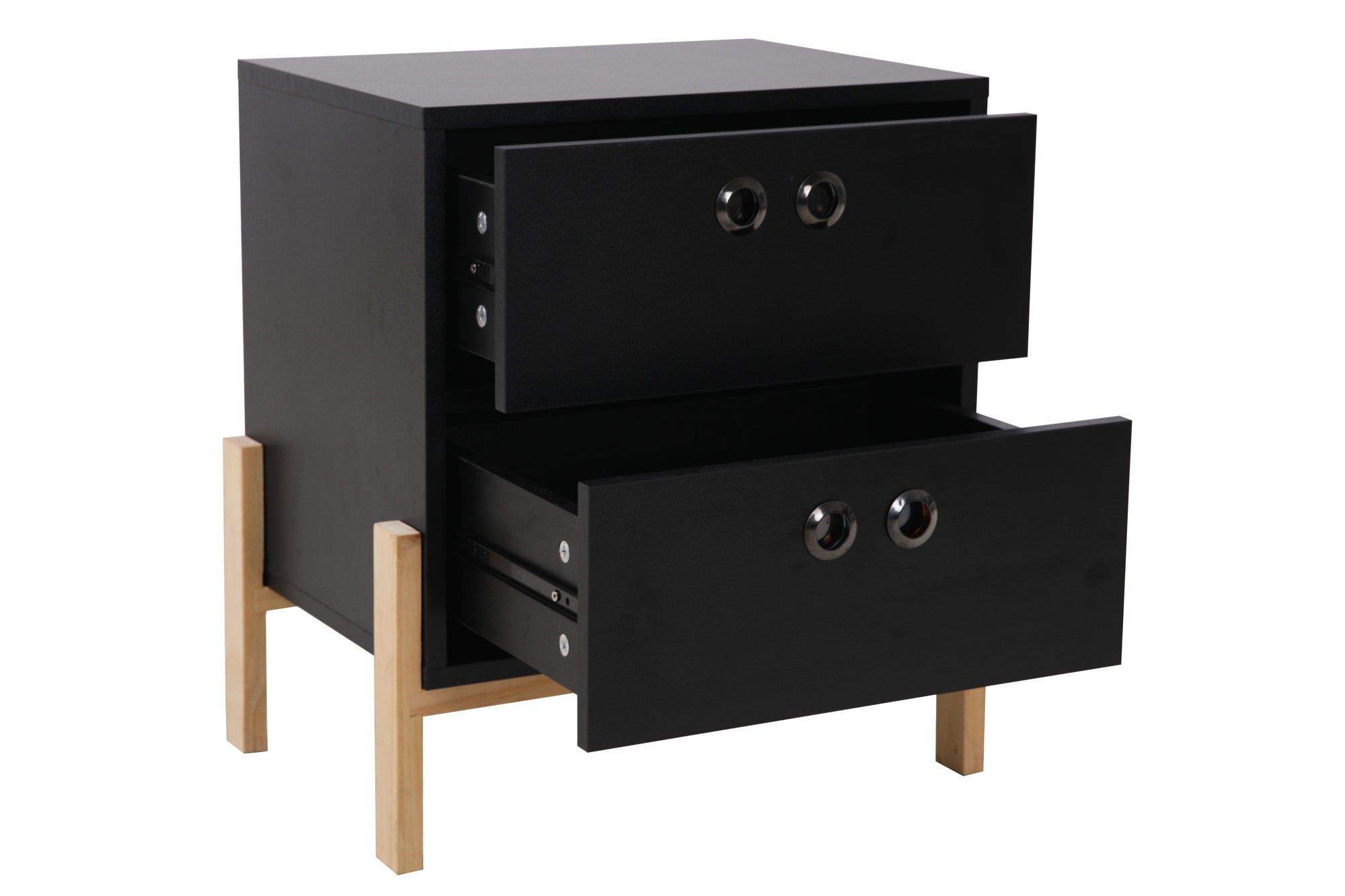 Kommode Kommode – Schwarz, Beine natur – Bild 2