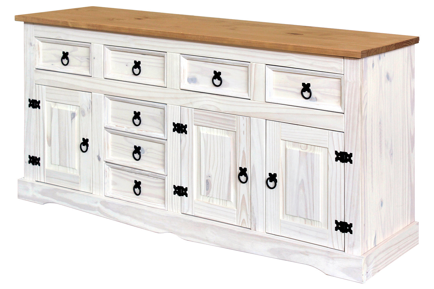 Möbilia - Sideboard 174x44x84 cm weiß, honig