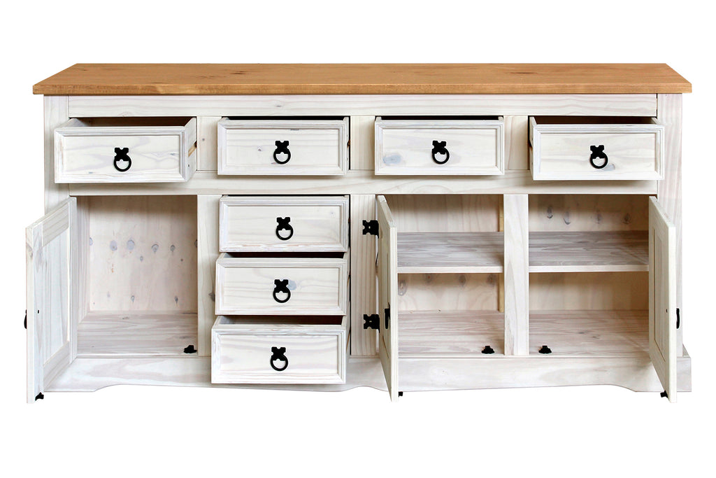 Möbilia - Sideboard 174x44x84 cm weiß, honig