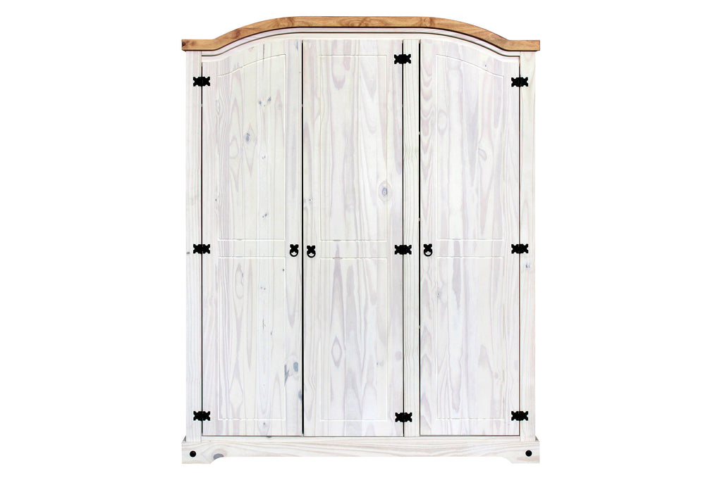 Möbilia - Kleiderschrank 150x56x188 cm weiß, honig