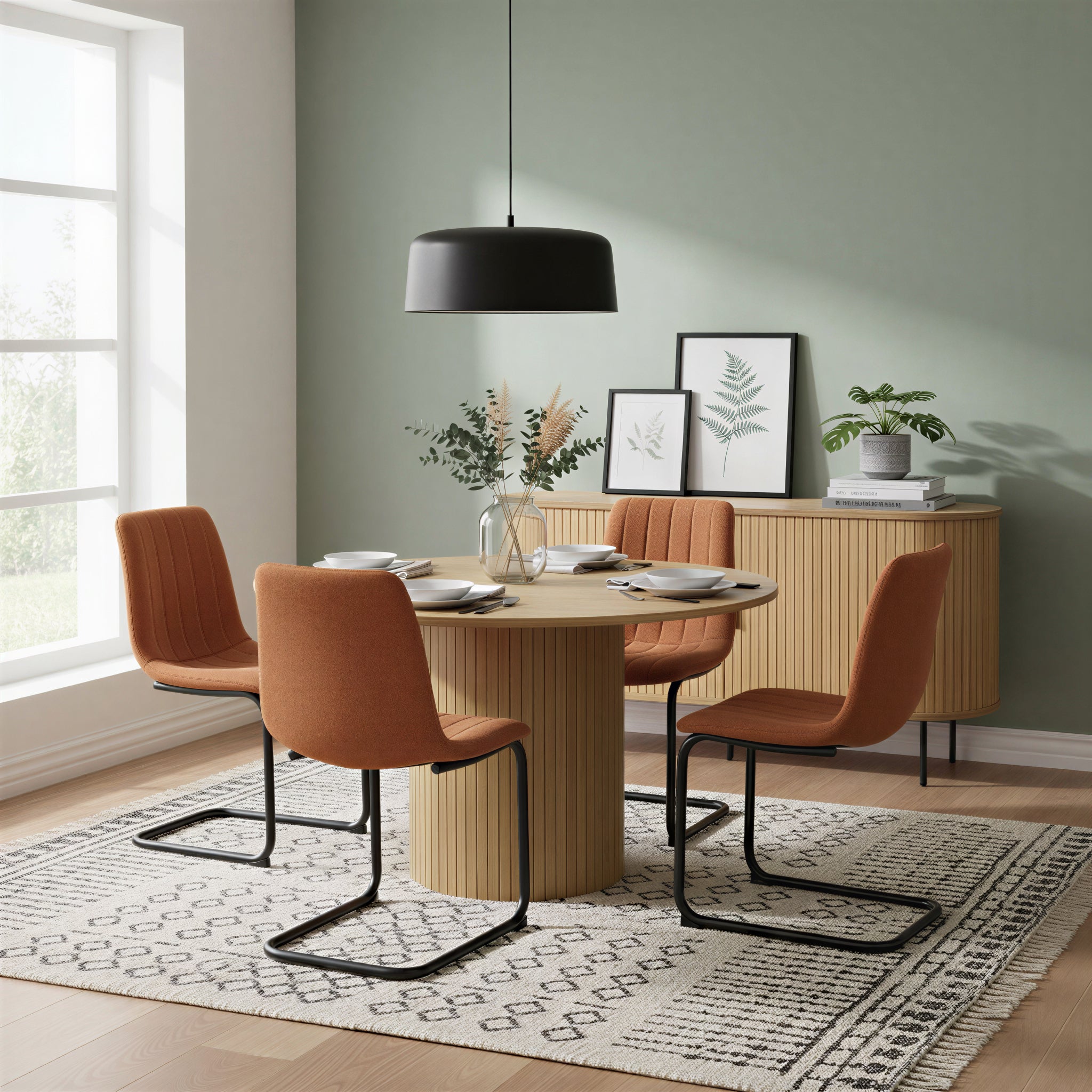 Stuhl, 2er-Set – Bezug braun, Beine schwarz – Bild 9